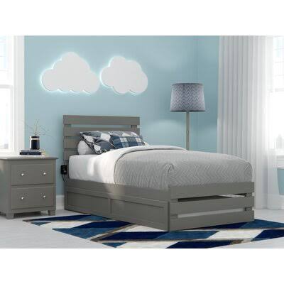 Aadhya Platform Bed with Trundle Three Posts Baby  Kids Bed Frame Color: Gray, Size: Twin VUI9_P9RNA82