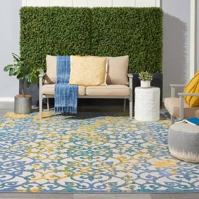 Mappsville Blue/Ivory Indoor / Outdoor Area Rug Winston Porter Rug Size: Rectangle 7 x 10 XHP9_W8IRF79