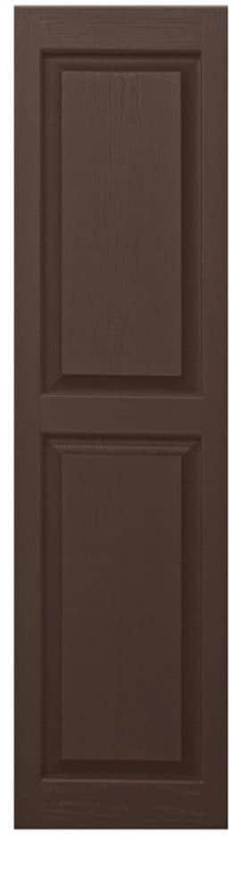 Alpha 2-Pack 14.5-in W x 42.5-in H Brown Raised Panel Vinyl Exterior Shutters | VBLR43BR VCY0_J2AQR14