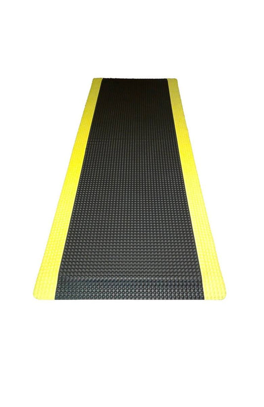 Ranco Industries RFLX24DSBYX7 Reflex Double Sponged Anti-Fatigue Mat Black with Yellow Border - 2 ft. x 7 ft. x 1 in. YZW0_R2ZDI39