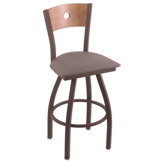 Holland Bar Stool XL 830 Voltaire Bronze Swivel Stool with Medium Maple Back and 30x22 Allante Medium Grey Seat MZG7_C1DMJ55