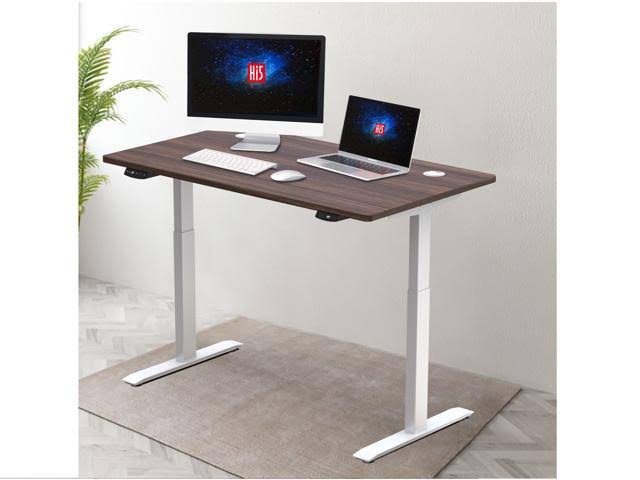 Hi5 Electric Height Adjustable Standing Desks with Rectangular Tabletop (63x22x 27.50x22) for Home Office Workstation (Walnut Co XJL1_R5LTU72