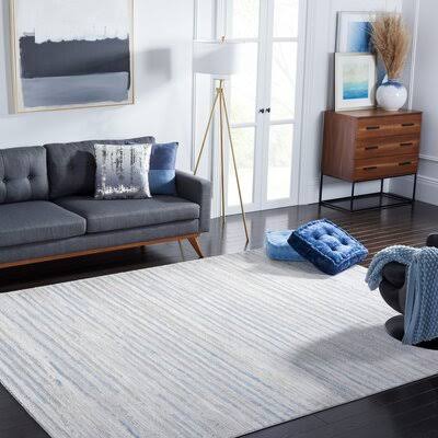 Minkley Striped Gray/Blue/Ivory Area Rug Sand  Stable Rug Size: Rectangle 8& x 10& VHZ2_D8TXR41