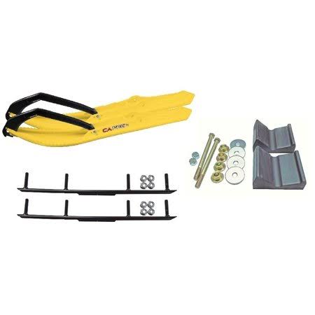 CA Pro Yellow BX Snowmobile Skis w/ 4 inch Round Bars Complete Kit 2012+ Rush/Pro RMK/Switchback/Assault FBP8_P7LQE31