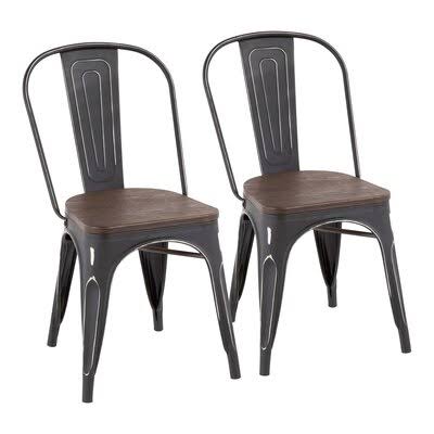 Claremont Metal Slat Back Side Chair Color: Vintage Black/Espresso NPG3_J9RFB66