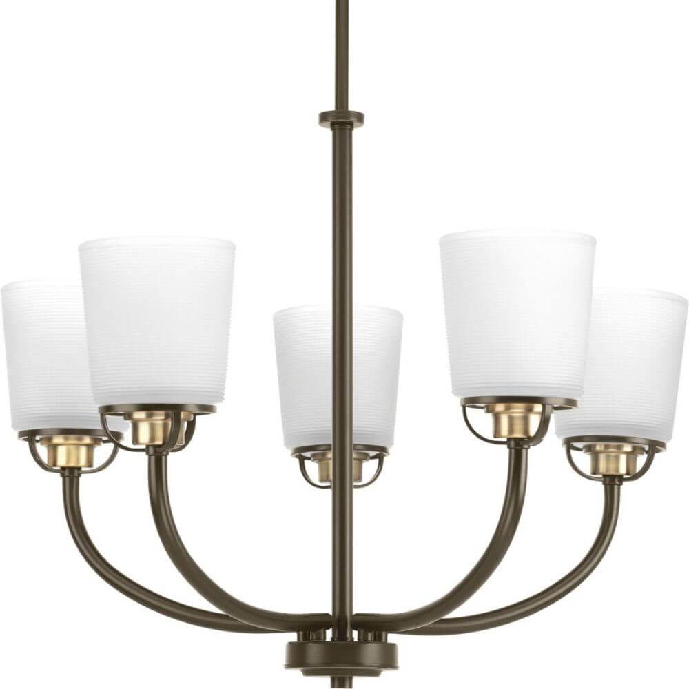 5 Light 25 inch Chandelier in Antique Bronze with Etched Double Prismatic Glass 238302 TCR2_Y3WSH83