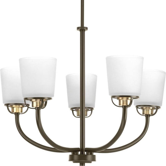 5 Light 25 inch Chandelier in Antique Bronze with Etched Double Prismatic Glass 238302 TCR2_Y3WSH83