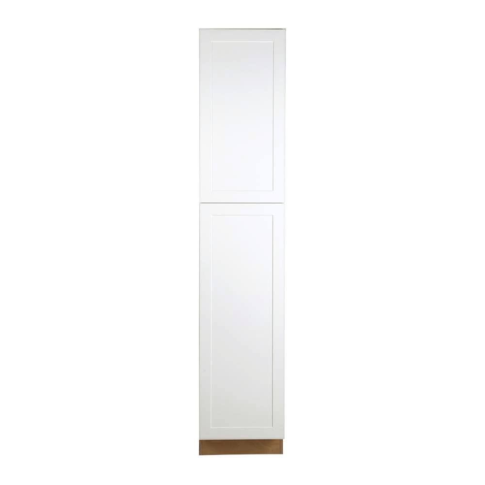 Hampton Bay Cambridge Shaker Assembled 18x90x24 in. Pantry Cabinet with 2 Soft Close Doors in White WBS9_N8EUC80