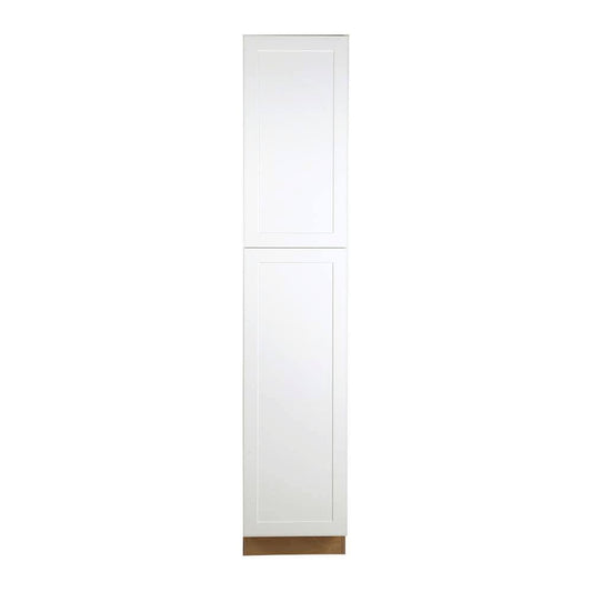 Hampton Bay Cambridge Shaker Assembled 18x90x24 in. Pantry Cabinet with 2 Soft Close Doors in White WBS9_N8EUC80