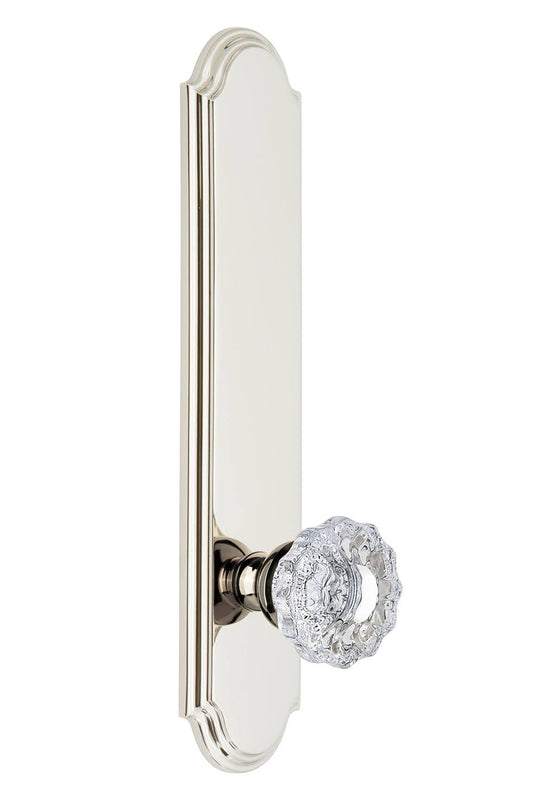 Grandeur Arc Tall Plate Privacy Versailles Knob in Polished Nickel QUS5_Y9JUL80