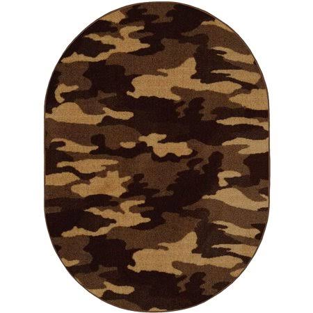 Camouflage Take Cover Area Rug for Living Room, Dining Room, Kitchen, Bedroom, Kids, Made in USA - 8 x 10 Oval SHU3_V3KCC96