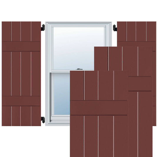 Ekena Millwork 2-Pack 15-in W x 37-in H Cottage Red Board and Batten Wood Western Red Cedar Exterior Shutters | RWB15X037CRW KCM3_S2LLD58