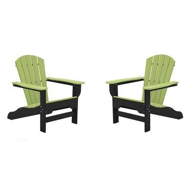 Acton Plastic Adirondack Chair Highland Dunes Color: Black/Lime Green ADR7_R0DEL74