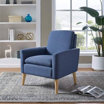 Desai 29x22 W Armchair George Oliver Fabric: Blue Linen Blend KFA8_M2UXF50