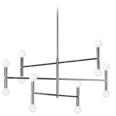 Severine 12-Light Sputnik Modern Linear Chandelier Wrought Studio Finish: Chrome, Size: 13x22 H x 31x22 W x 4.5x22 D GKD6_S4DTQ83