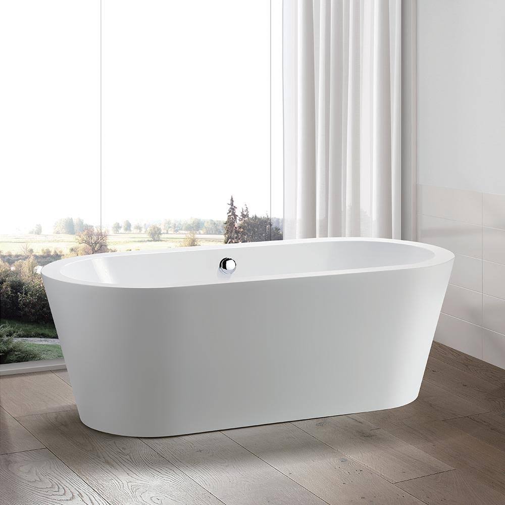 Vanity Art Lorient 67 in. Acrylic Flatbottom Freestanding Bathtub in White VA6812-L ZWI0_J7UPR83