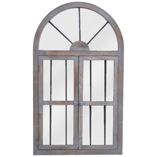 Casual Door Gray Wood 25x22 x 42 1/4x22 Arch Top Wall Mirror XQM8_B5PLH44