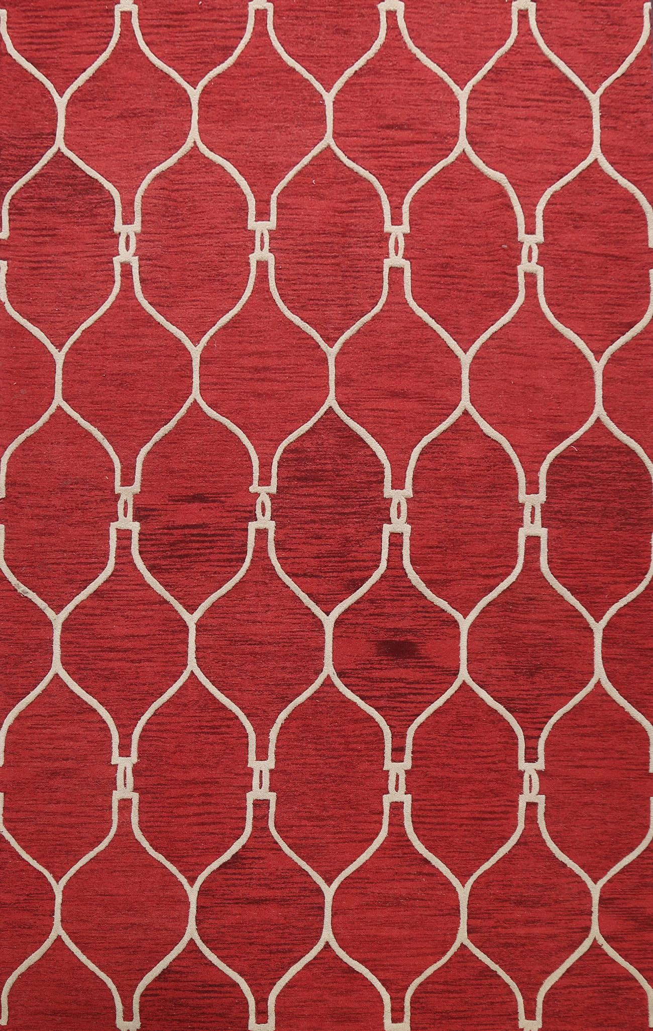 Trellis Contemporary Oriental Area Rug Hand-Tufted Red Wool Carpet 8x11, Size: 8 x 10 GOD8_X9CUI06