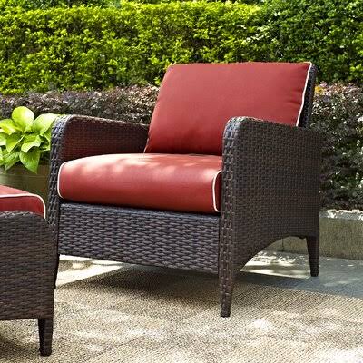 Mosca Patio Chair with Cushion World Menagerie Cushion Color: Sangria GAE9_K7LGY35