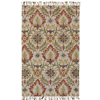 Shirebrook Damask Handmade Tufted Wool Golden/Olive Area Rug Bungalow Rose Rug Size: Rectangle 5& x 8& WOJ4_P1ZQF75