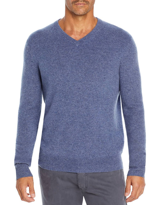 The Mens Store at Bloomingdales Cashmere V-Neck Sweater - 100% Exclusive - Blue - Size Large - Light Steel Blue LHZ9_P9CED45