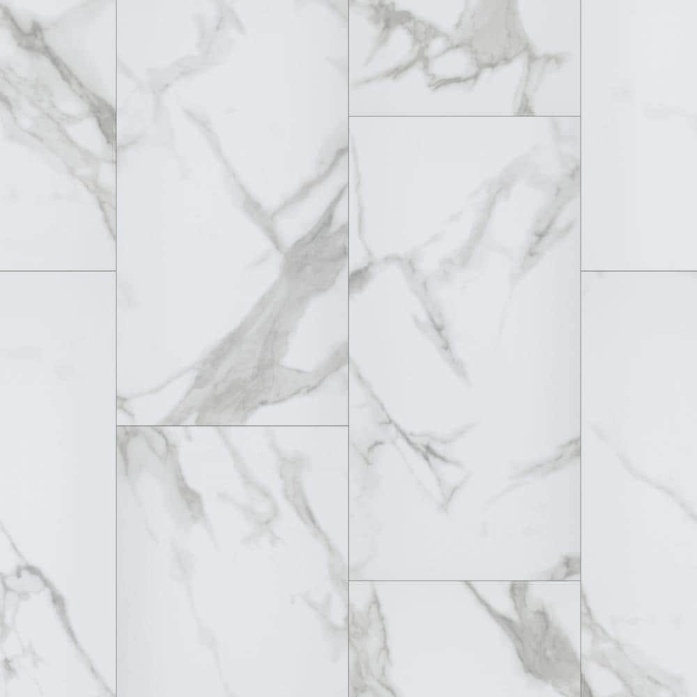 SmartCore Ultra Mandalay Marble 12-in x 24-in Water Resistant Interlocking Luxury Vinyl Tile (15.71-sq ft) in White | LX42101116 EAT3_H5QOM90