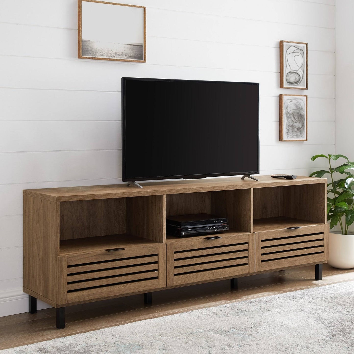 Strick  Bolton Hilla 70-Inch Storage TV Stand Console - English Oak AXZ5_Y4VHP56