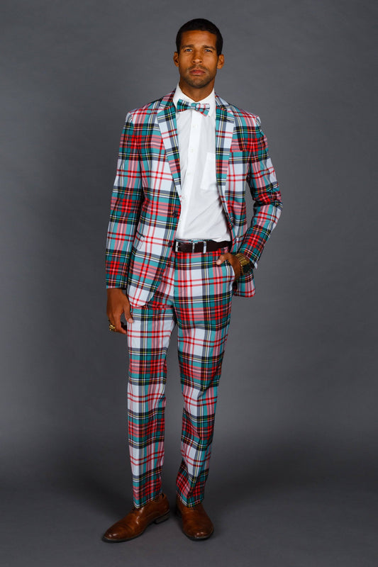 The Scotch on The Rocks | White Plaid Christmas Suit | Size 44 | Shinesty XIL0_U7ZVK78