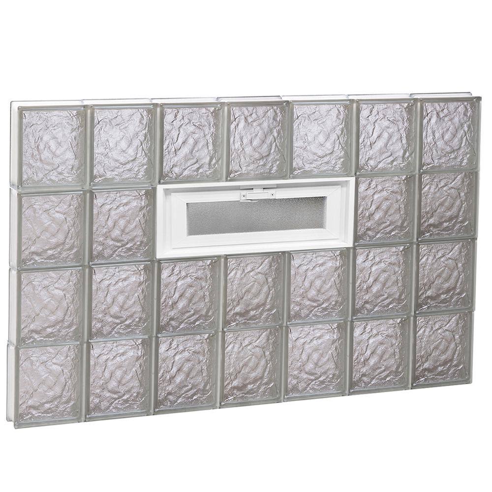 Clearly Secure 40.25 in. x 31 in. x 3.125 in. Frameless Ice Pattern Vented Glass Block Window 4232VIC BWH2_V6XQL33