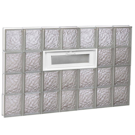 Clearly Secure 40.25 in. x 31 in. x 3.125 in. Frameless Ice Pattern Vented Glass Block Window 4232VIC BWH2_V6XQL33