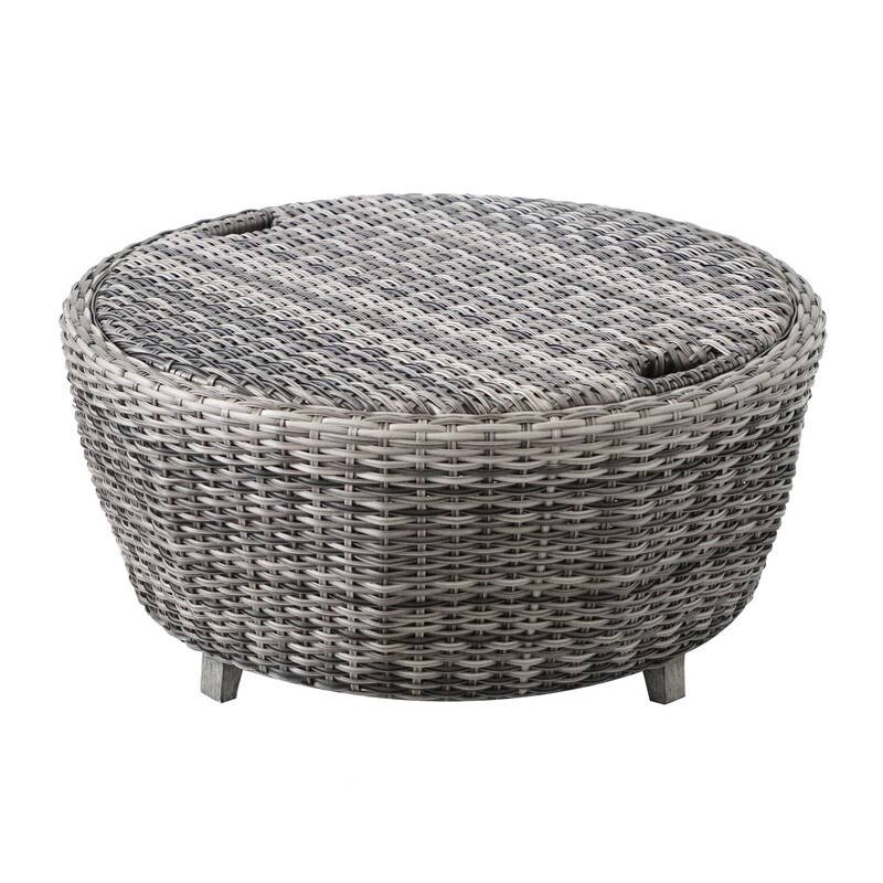 Calistoga Round Wicker Storage Coffee Table - Grey VBY0_Q8NXO65