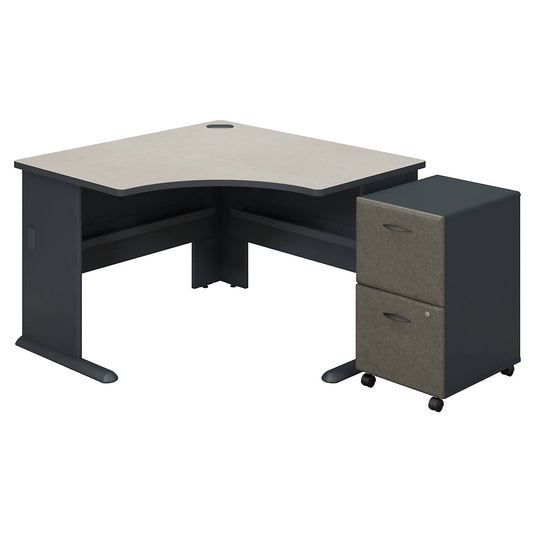 Bush Business Furniture SRA036SLSU Series A Corner Desk with 2 Drawer Mobile Pedestal - Slate QWL3_Q5HLC39