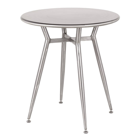 30.25x22 Clear Brushed Silver Round Metal Top Dinette Table ILE3_D5QWE64