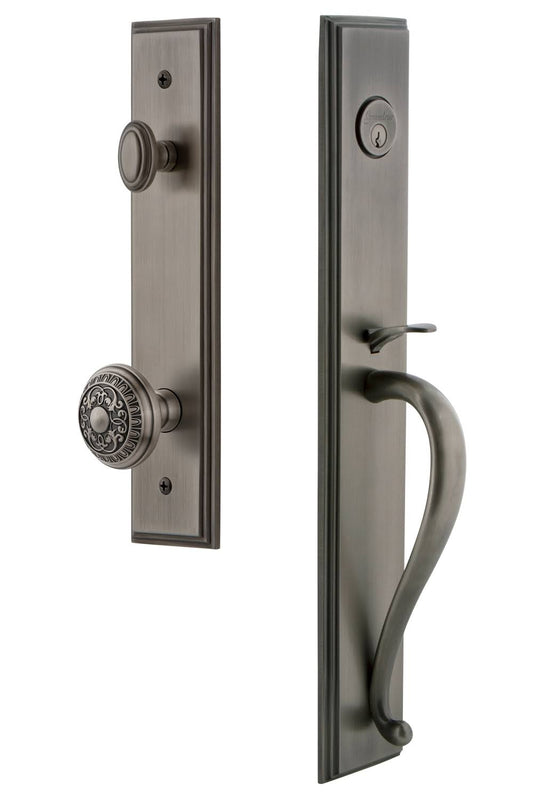 Grandeur Carre One-Piece S Grip and Windsor Knob-Antique Pewter TDL1_M2UOG22