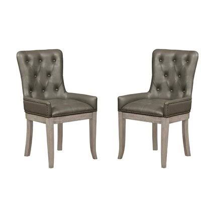 Leandro Tufted Back Dining Chairs Charcoal Grey (Set of 2) Gracie Oaks TXU6_R1SHV57