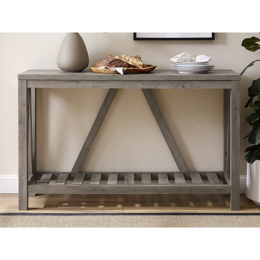 Delacora We-Bdf52aft A-Frame 52 inch Long Farmhouse Entry Console Table, Gray DBW0_L3WOG23