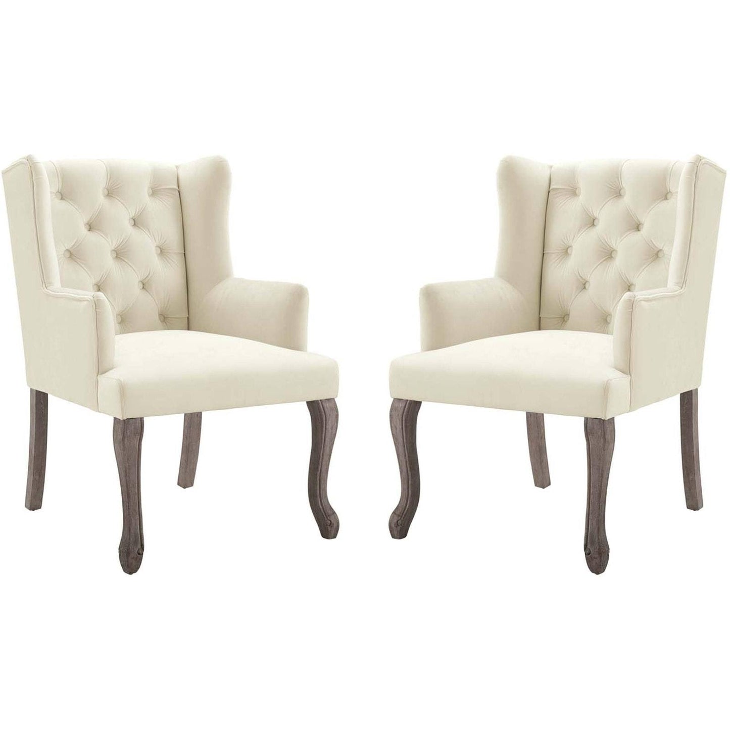 Modway Realm Armchair Performance Velvet Set of 2 - Ivory GBK8_O4KPT41