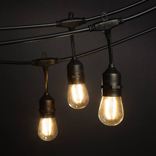 33& Outdoor Patio String Lights with 15 LED Filament Bulbs - Suspended Sockets - 2200K/2700K, Warm White 2700K MPD4_A9HZI09