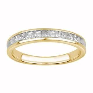 Divina 10kt Gold 1/2ct TDW 11-Stone Princess Diamond Wedding Band (Size: 7 - Yellow), Womens, White FHH5_B7CKZ49