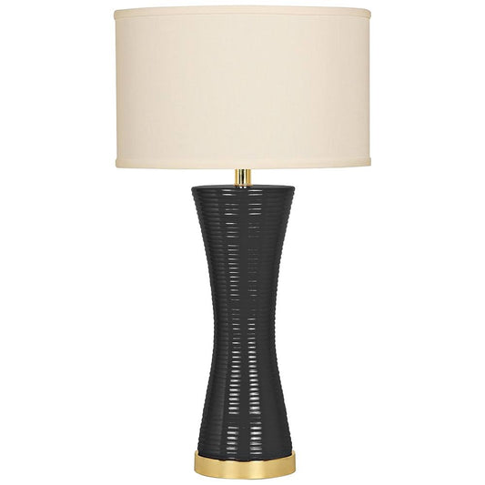 Mario Industries Ribbed Hourglass Ceramic 27.5x22 Table Lamp - Base Finish: Black UOO6_X0EQE33