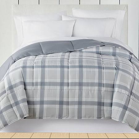 Home Expressions Classic Plus Down Alternative Reversible Comforter with Scotchgard, Gray FHK3_U6TIR07