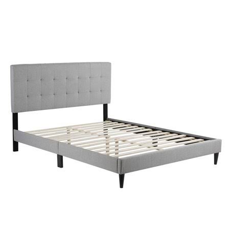 Rest Haven Upholstered Platform Bed Frame with Square Tufted Headboard, King, Gray VEK4_R3IQL55