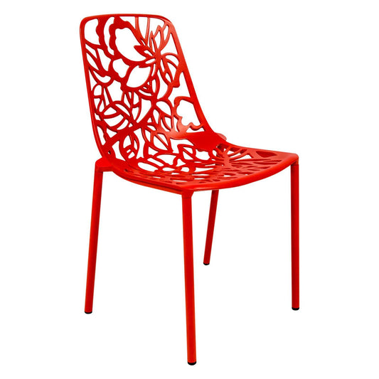 LeisureMod Modern Devon Aluminum Armless Chair, Red OIV9_X3AOG78