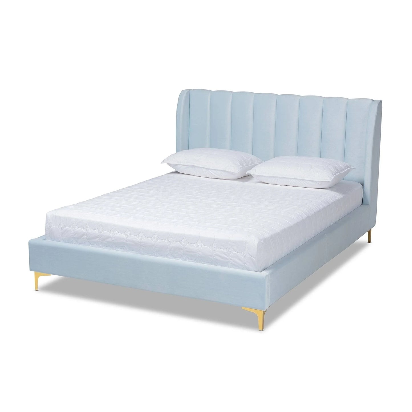 Silver Orchid Bruce Glam Velvet Fabric Platform Bed (Light Blue) UAB7_P7DRB13