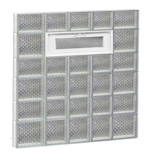 Clearly Secure 32.75 in. x 40.5 in. x 3.125 in. Frameless Diamond Pattern Vented Glass Block Window 3442VDP FVI8_I4DCW13