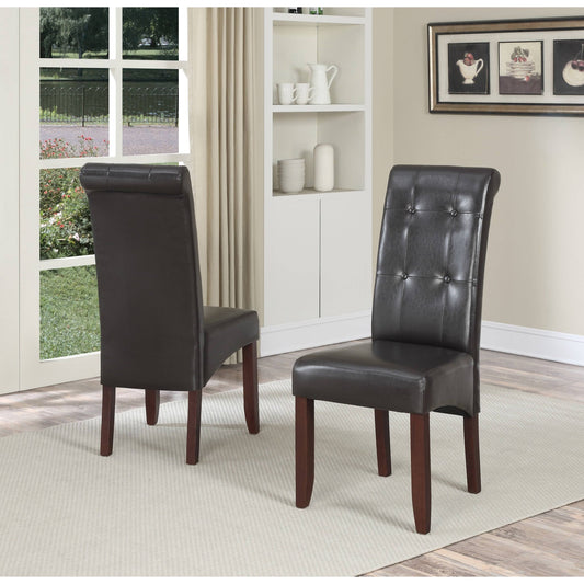 Wyndenhall Essex Contemporary Deluxe Tufted Parson Chair (Set of 2) - 18.9x22W x 19.3x22d x 42.1x22H - Dark Brown ZXX0_H6AVZ22