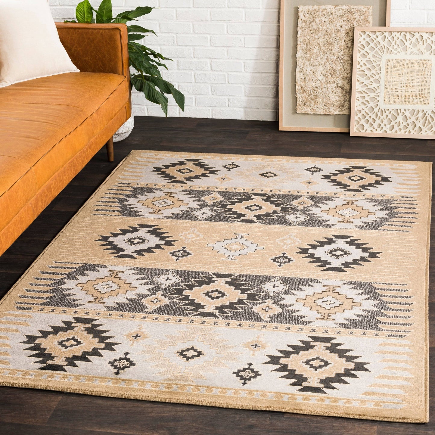 Copper Grove Mike Southwestern Aztec Black Area Rug - 8&10x22 x 12&9x22 - Beige LEP5_Z5DEY75