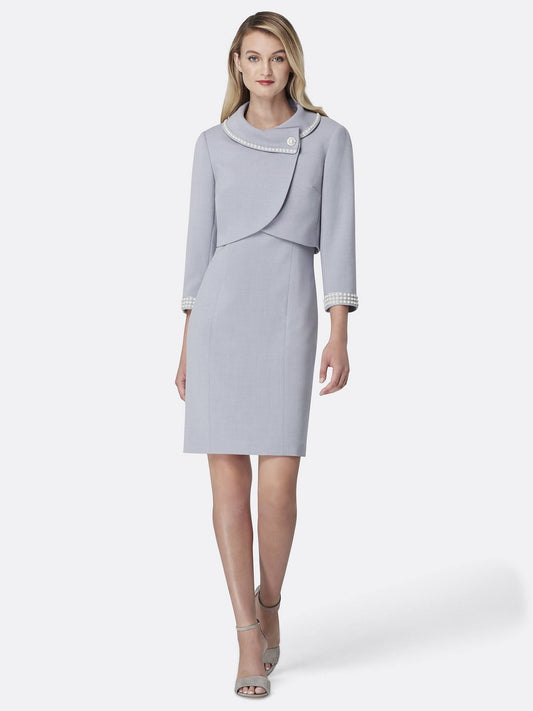 Tahari ASL Portrait-Collar Jacket  Dress Suit - Silver Grey SCV3_Q1DFH10