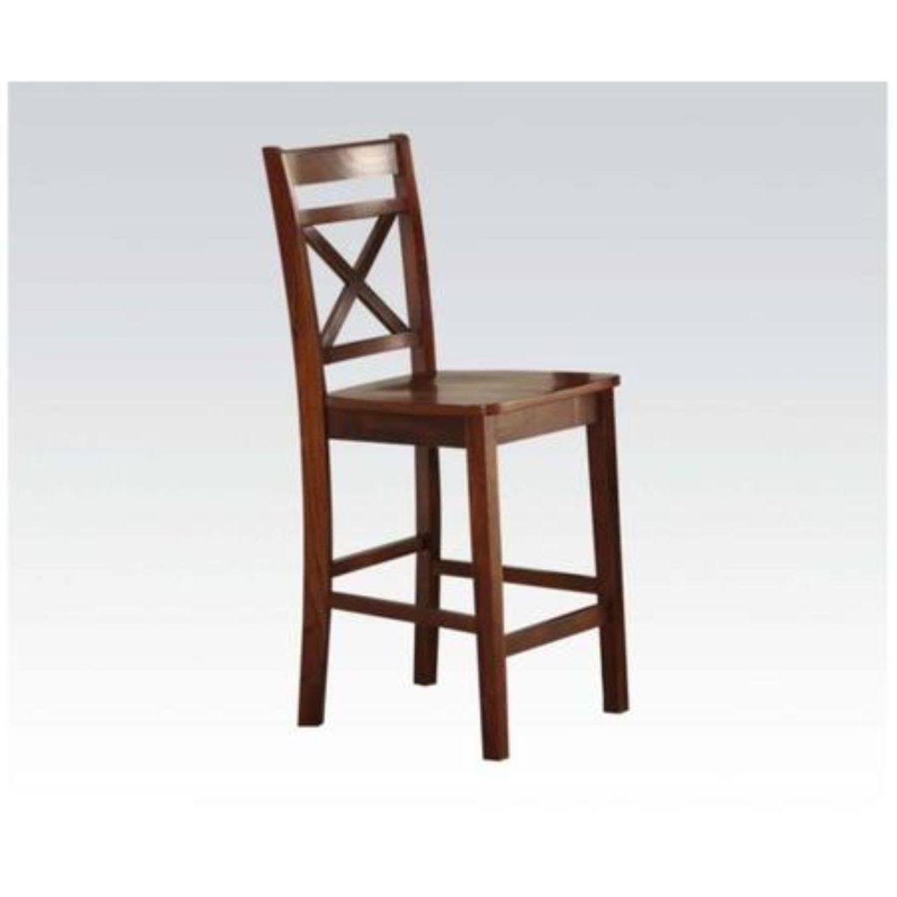 Benzara Bm186213 Wooden Counter Height Chair with Cross BACK, Set of 2, Cherry Brown FXZ3_B5OQV60