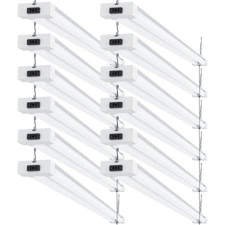 Sunco Lighting 12 Pack LED Utility Shop Light, 4 ft, Linkable Integrated Fixture, 40w\x3d260w, 5000K Daylight, 4100 lm, Frosted  MNZ9_G5WLN66